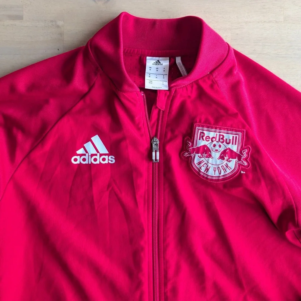 Adidas New York Red Bulls Soccer Track Jacket Mens Medium Red Full Zip Climacool